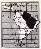 mapa výskytu ary červenoramenného